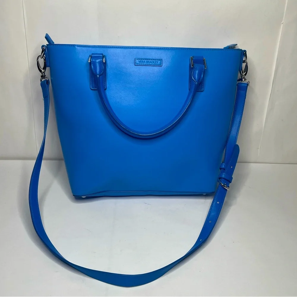Vera Bradley Coastal Blue Leather Composition Satchel Crossbody & Shoulder Bag - Picture 1 of 14